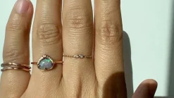Sky Shower Rainbow Red Flash Opal Ring