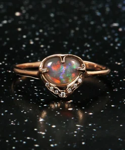 Sky Shower Rainbow Red Flash Opal Ring