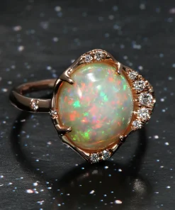 Stardust Three Dimensional Firework Gem Flash Opal Ring