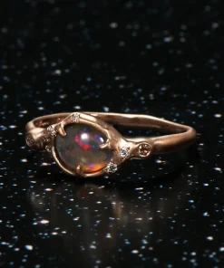 Sunbeam Rainbow Flash Semi Black Opal Ring