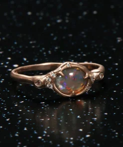 Sunbeam Rainbow Flash Semi Black Opal Ring