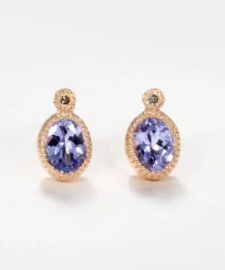 Tanzanite Milgrain Studs