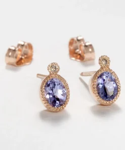Tanzanite Milgrain Studs