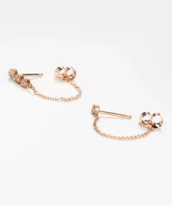 Teeny Diamond Chained Earrings
