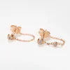 Tiny Diamond Chained Earrings