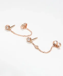 Tiny Diamond Chained Earrings
